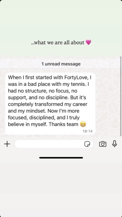 Message from a Forty-Love player